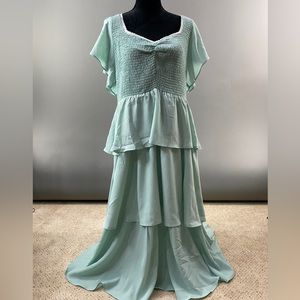 Beautiful Layered Mint Dress with Lace Detailing Size 1X